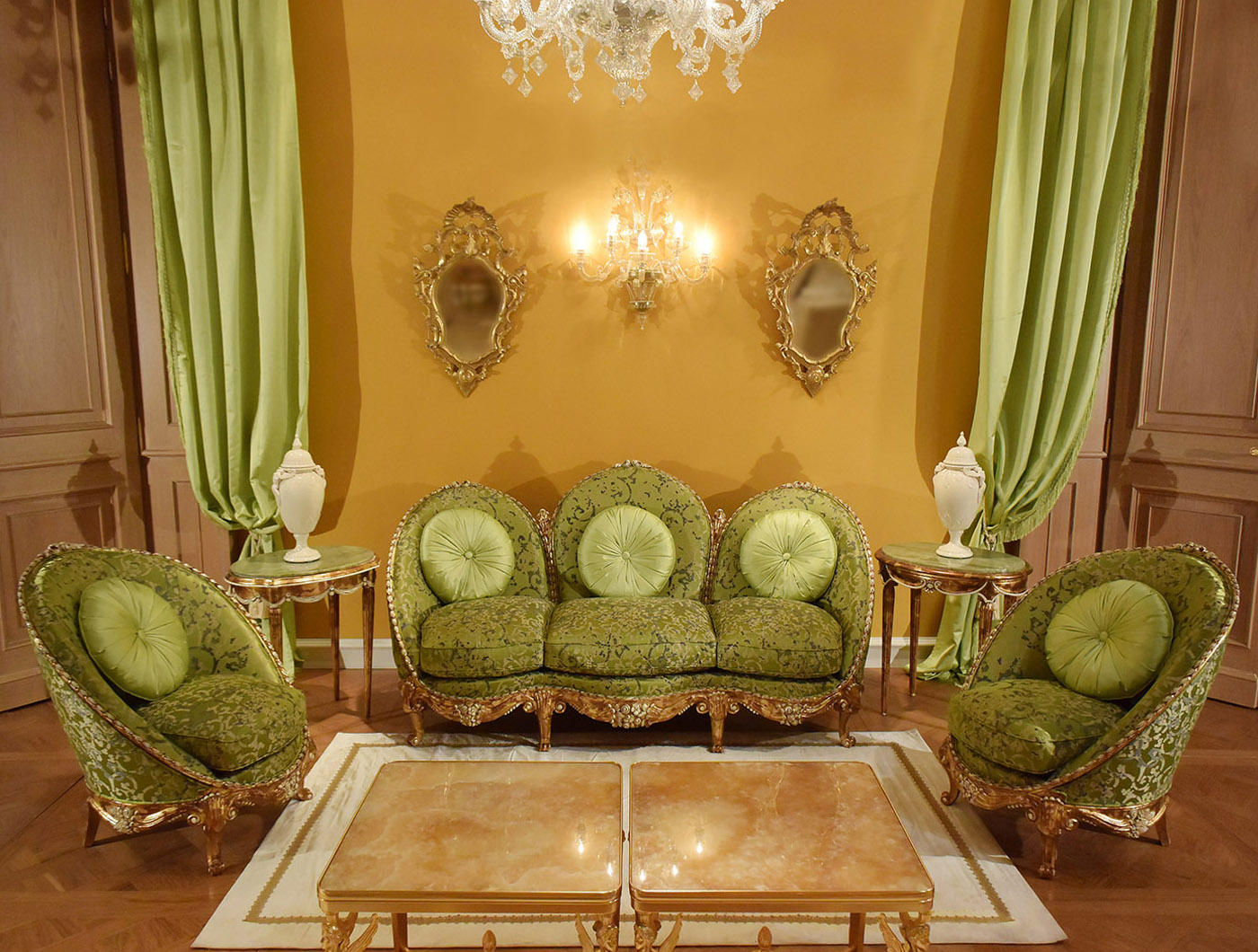 art deco' sofa set, art deco' tables, art deco' bergeres, venezia gilt mirrors | P.& G. Cugini Lanzani